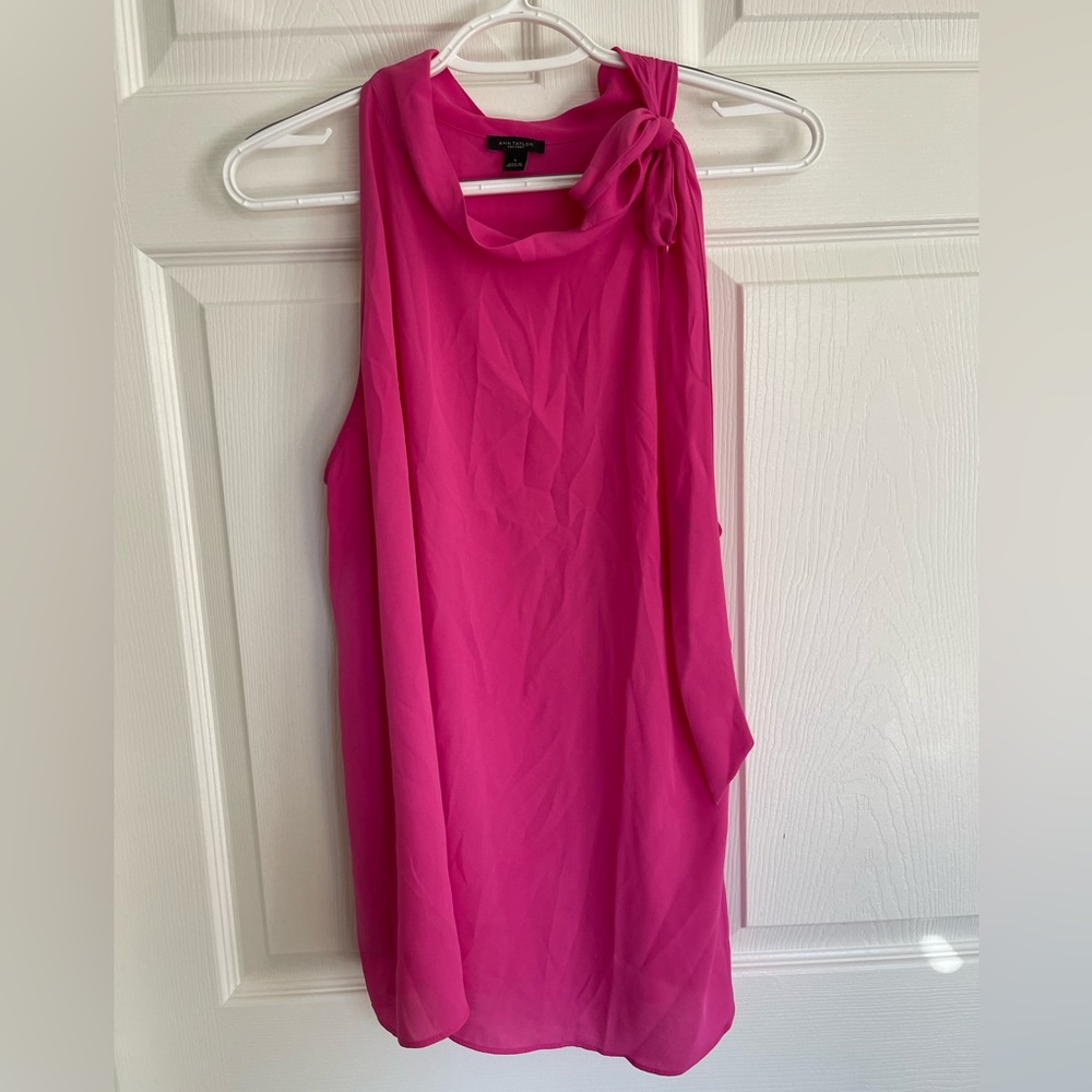 Pink Tie-Neck Tank - L